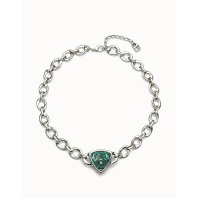 Collar UNOde50 Ser Camaleónica Baño Plata y Cristal Verde...