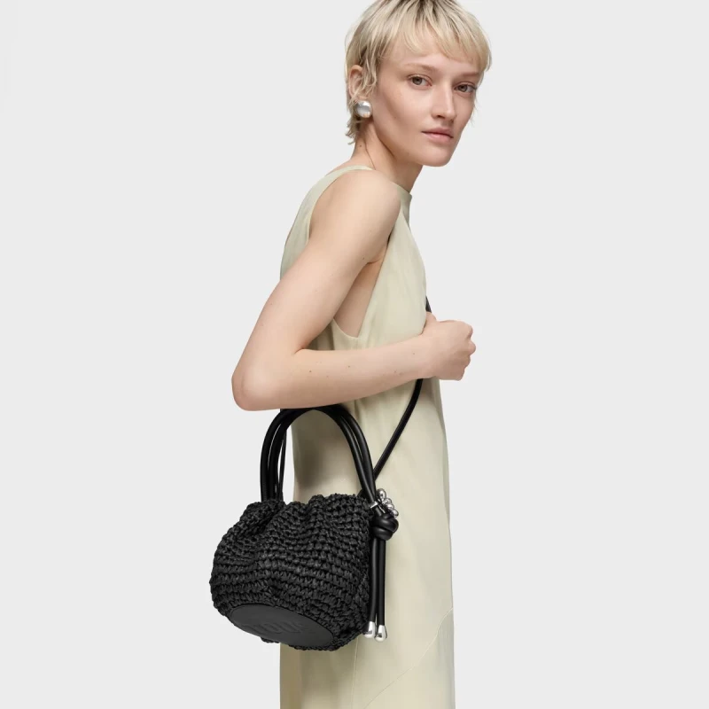 Bolso Bombonera TOUS Daisy Rafia Negro 2002286151