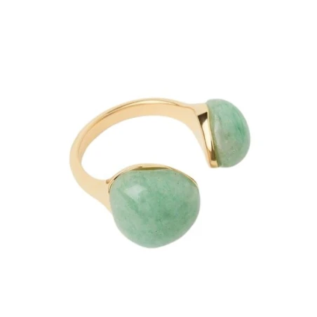 Anillo PdPaola Graviti Plata Baño Oro y Aventurina Verde AN01-D39