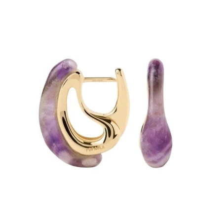 Pendientes PdPaola Aros Amatista Brisa Plata Baño Oro AR01-D50-U