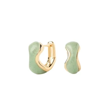 Pendientes PdPaola Aros Aventurina Verde Brisa Plata Baño Oro AR01-D59-U