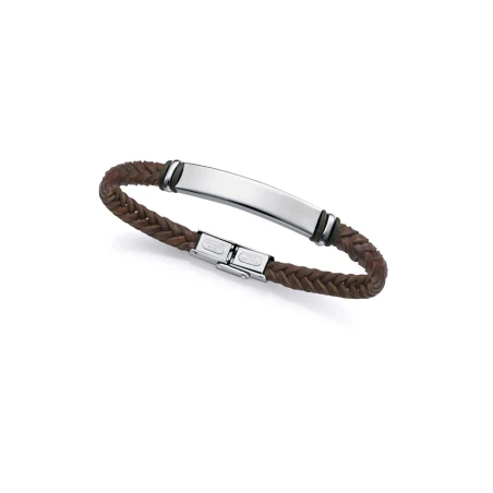 Pulsera Viceroy Acero Inoxidable y Piel Trenzada Marrón Hombre 15180P01011
