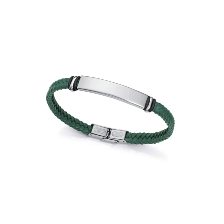 Pulsera Viceroy Acero Inoxidable y Piel Trenzada Verde Hombre 15180P01016