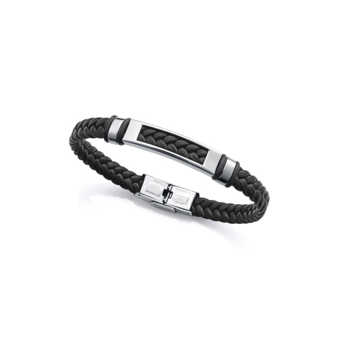 Pulsera Viceroy Fashion Piel Trenzada Negra y...