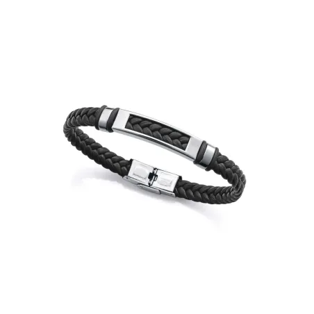 Pulsera Viceroy Fashion Piel Trenzada Negra y Acero Inoxidable Hombre 14310P01010