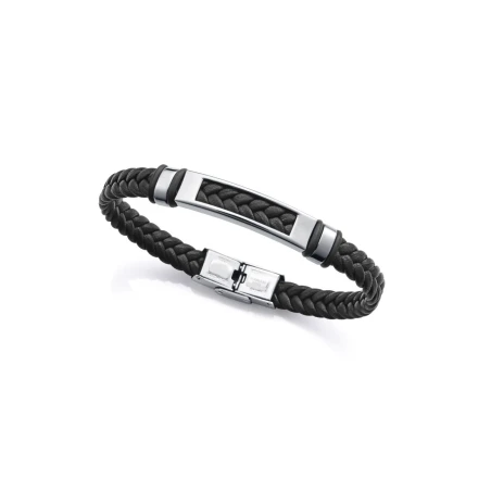 Pulsera Viceroy Fashion Piel Trenzada Negra y Acero Inoxidable Hombre 14310P01010