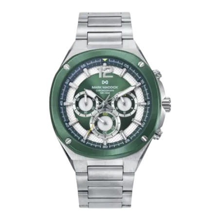 Reloj Mark Maddox Plateado y Verde Cronógrafo HM1021-65