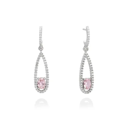 Pendientes Marina García Plata Baño Rodio y Circonitas blancas y Morganita 90782PB
