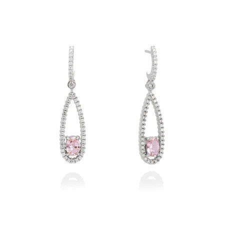 Pendientes Marina García Plata Baño Rodio y Circonitas blancas y Morganita 90782PB