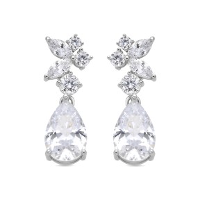 Pendientes Luxenter Raxal Plata Baño Rodio y Circonitas...