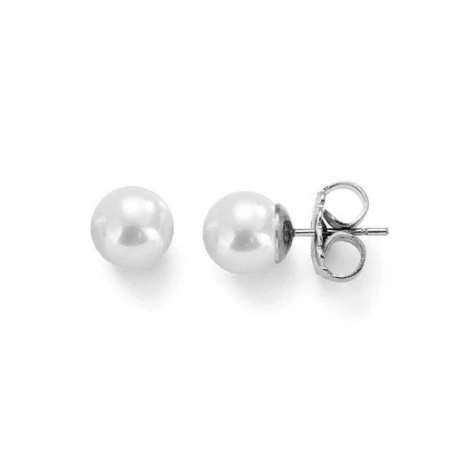 Pendientes Majorica Mujer Plata y Perla 8 mm 00324.01.2.000.701.1