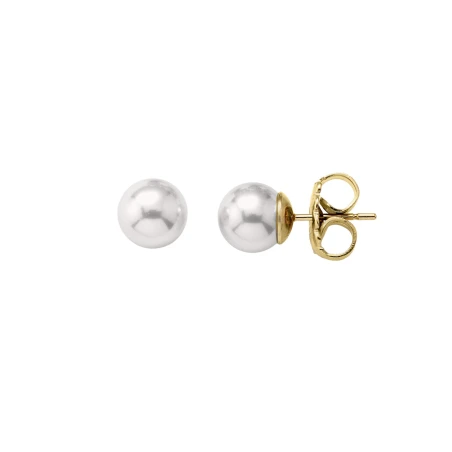 Pendientes Majorica Mujer Plata Baño Oro y Perla 12 mm 00328.01.1.000.701.1