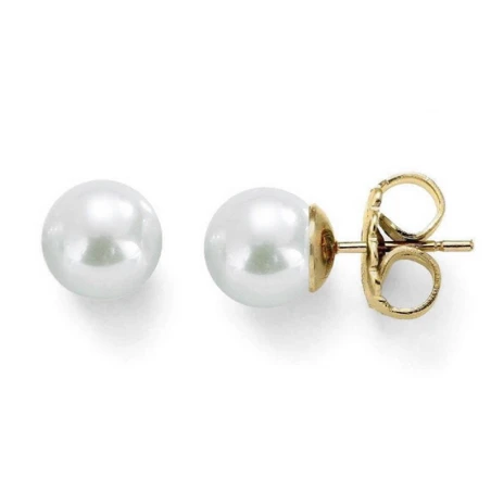 Pendientes Majorica Mujer Plata Baño Oro y Perla 12 mm 00328.01.1.000.701.1