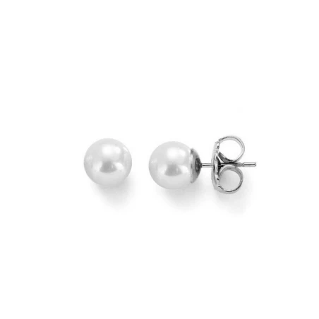 Pendientes Majorica Mujer Plata y Perla 7 mm 00323.01.2.000.701.1