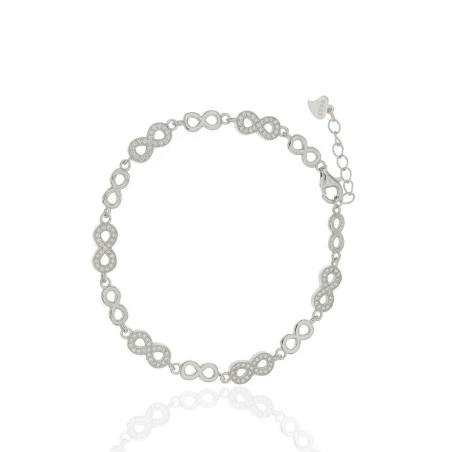 Pulsera Infinitos Mujer Plata Baño Rodio y Circonitas CPU0105