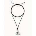 Colgante UNOde50 Corazón Baño Plata y Cordón Seda Negro COL2012NGRMTL0U