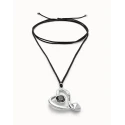 Colgante UNOde50 Corazón Baño Plata y Cordón Seda Negro COL2012NGRMTL0U