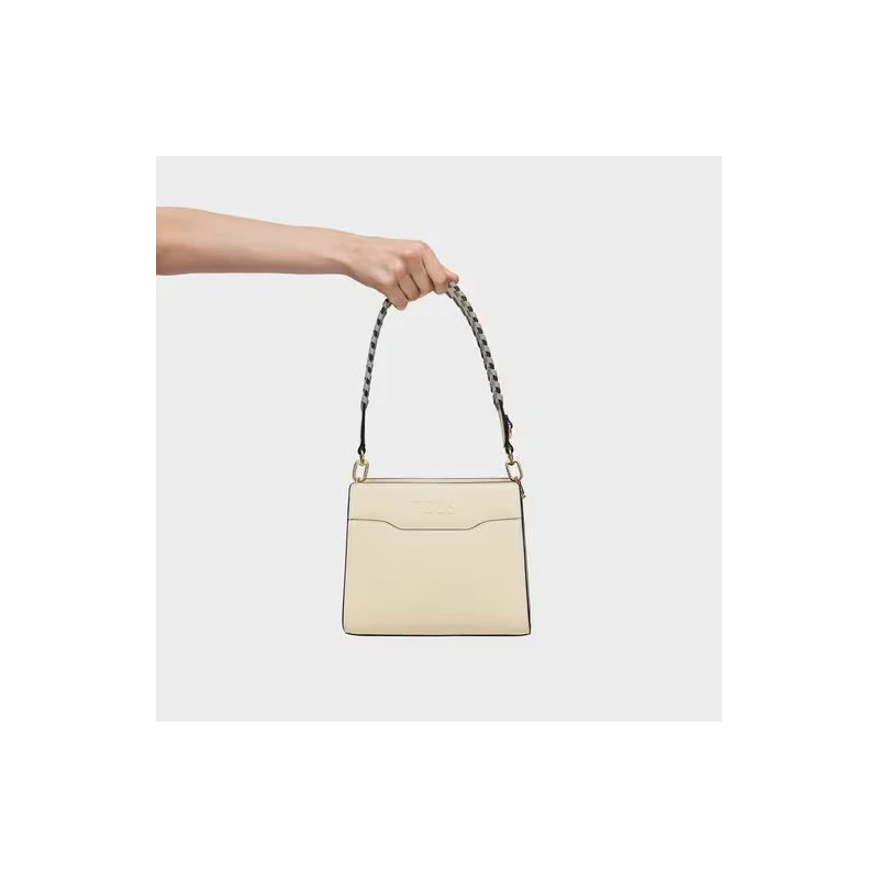 Bolso Shopper TOUS Audree Saffiano Beige Pequeño 2002287004