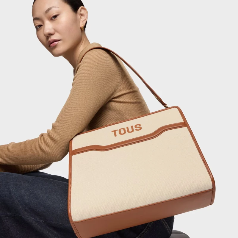 Bolso Shopper TOUS Audree Canvas Camel Mediano 2002286952