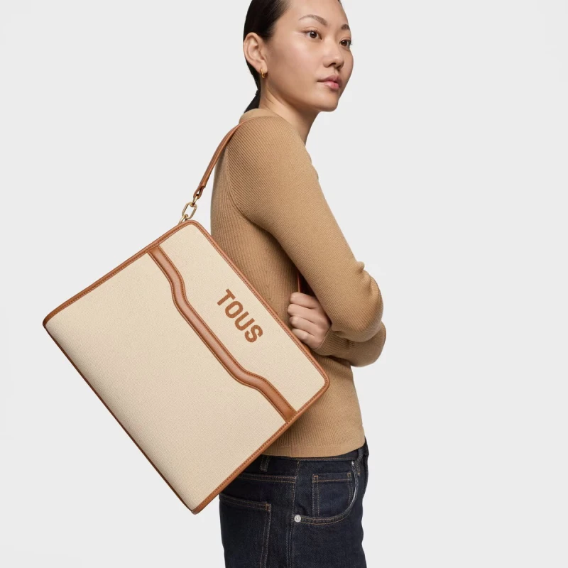 Bolso Shopper TOUS Audree Canvas Camel Mediano 2002286952