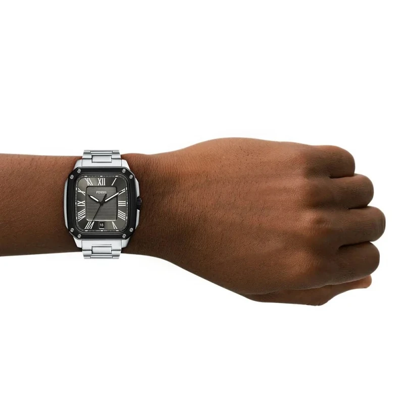 Reloj Fossil Crosby Plateado y Negro Analógico Hombre FS6122