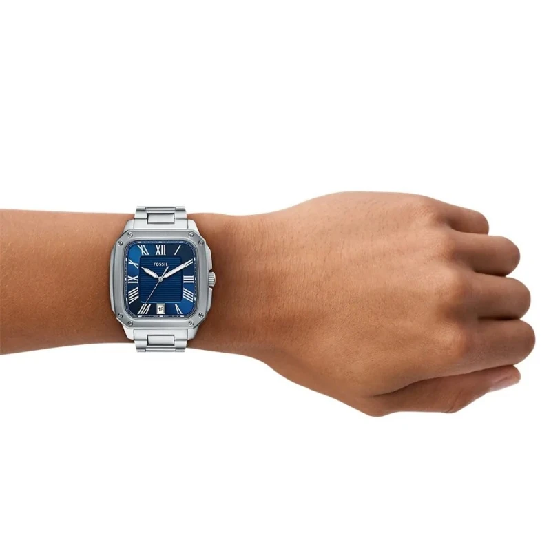 Reloj Fossil Crosby Plateado y Azul Analógico Hombre FS6121