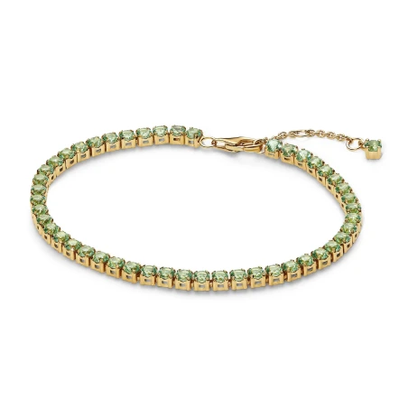 Pulsera Pandora Tenis Verde Baño Oro 561469C02