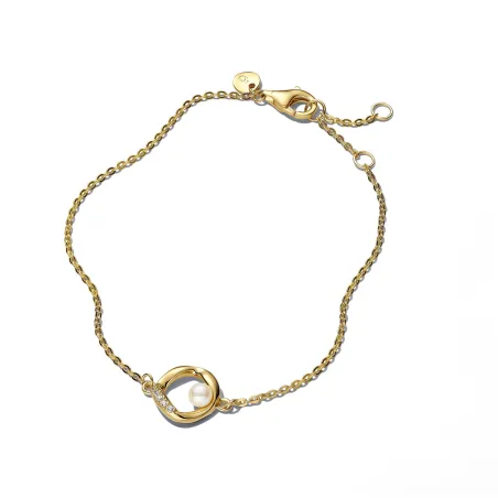 Pulsera Pandora Círculo Forma Orgánica y Perla 563830C01