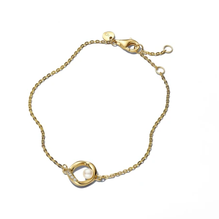 Pulsera Pandora Círculo Forma Orgánica y Perla 563830C01