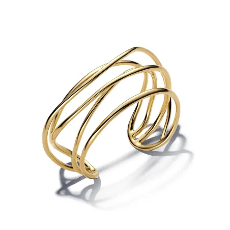 Pulsera Rígida Abierta Pandora Alambre Forma Orgánica Baño Oro 563867C00
