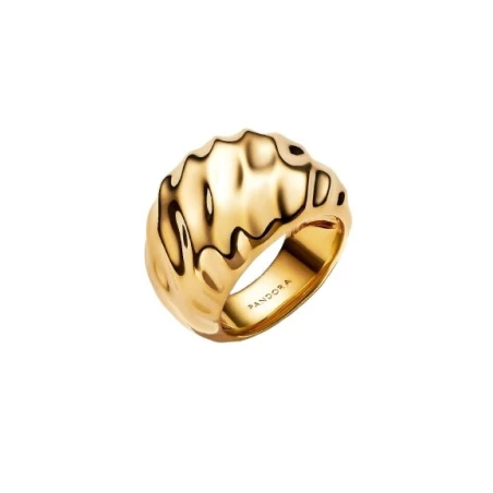 Anillo Pandora Impacto Ondulado Baño Oro 163884C00