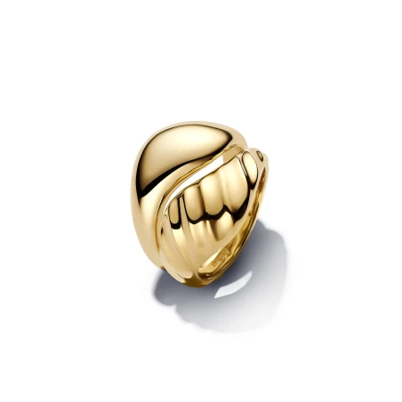 Anillo Pandora Combinables Ondulados Baño Oro 163832C00