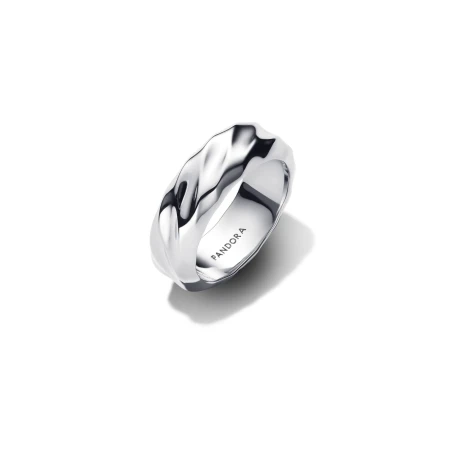 Anillo Pandora Banda Ancha Ondulada Plata 193886C00