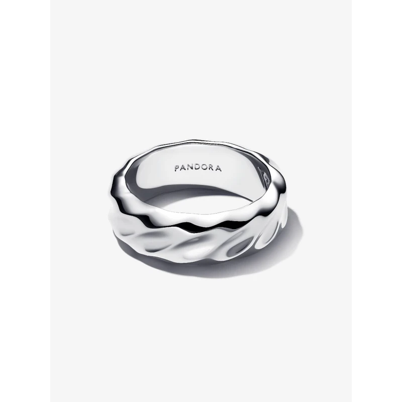 Anillo Pandora Banda Ancha Ondulada Plata 193886C00