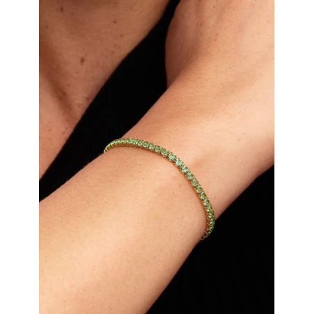 Pulsera Pandora Tenis Verde Baño Oro 561469C02