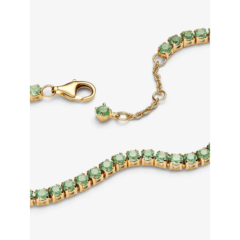 Pulsera Pandora Tenis Verde Baño Oro 561469C02
