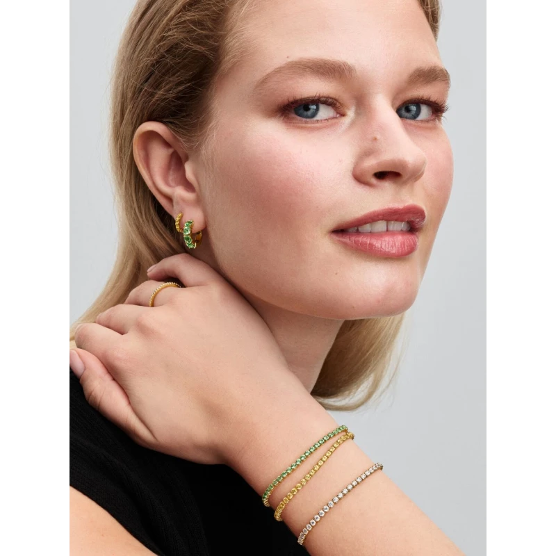 Pulsera Pandora Tenis Verde Baño Oro 561469C02
