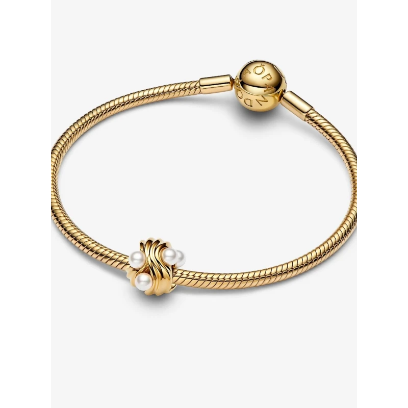 Charm Pandora Olas Abstractas Baño Oro y Perlas 763915C01