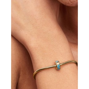 Clip Pandora Azul Aguamarina Baño Oro 763902C01 2