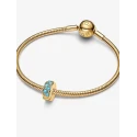 Clip Pandora Azul Aguamarina Baño Oro 763902C01