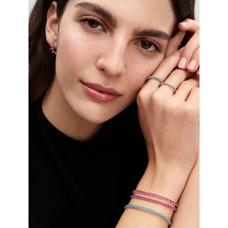 Pulsera Pandora Tenis Rosa Brillante Plata 591469C03
