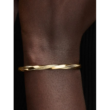 Pulsera Rígida Abierta Pandora Entrelazada Baño Oro 563869C00