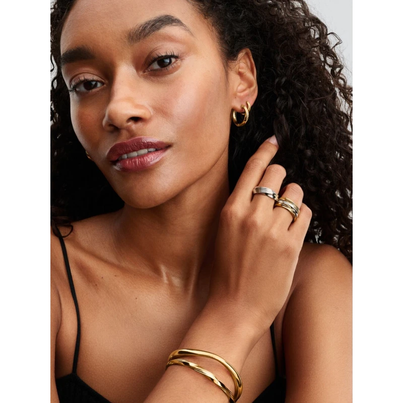 Pulsera Rígida Abierta Pandora Entrelazada Baño Oro 563869C00