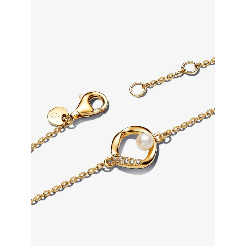 Pulsera Pandora Círculo Forma Orgánica y Perla 563830C01