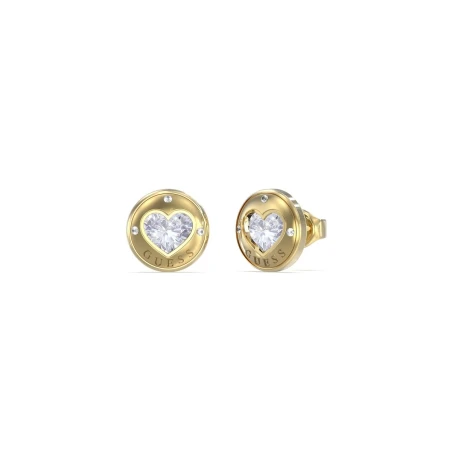 Pendientes Guess Rolling Hearts Acero Baño Oro y Circonitas blancas JUBE03349JWYGT-U