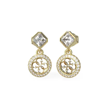 Pendientes Guess 4G Crush Acero Baño Oro y Cristales JUBE04154JWYGT-U