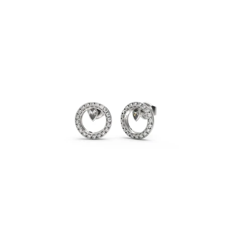 Pendientes Guess Tiny Dancer Circulo Acero Baño Rodio y Circonitas Blancas JUBE04655JWRHT-U