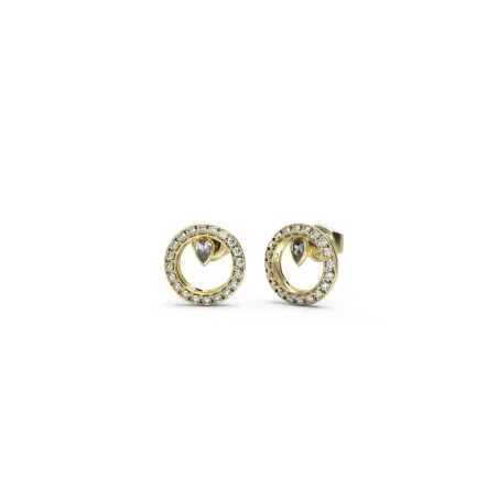 Pendientes Guess Tiny Dancer Circulo Acero Baño Oro y Circonitas Blancas JUBE04655JWYGT-U
