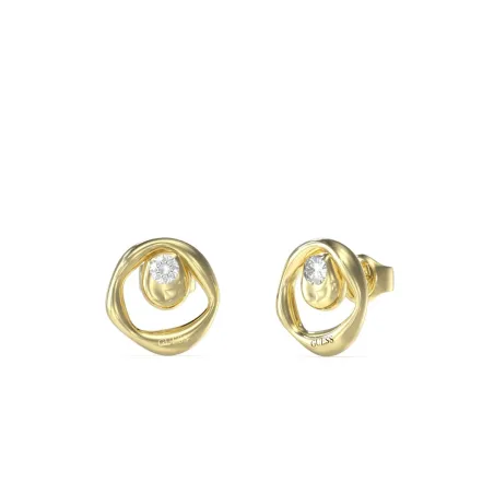 Pendientes Guess Panarea Círculo Acero Baño Oro y Circonita Blanca JUBE05188JWYGT-U