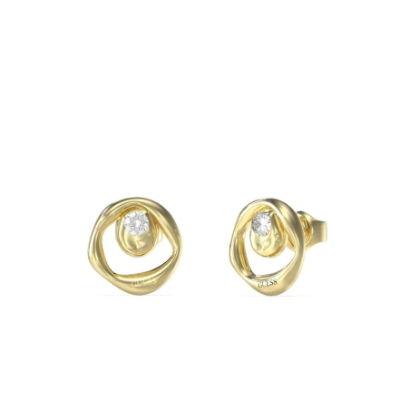 Pendientes Guess Panarea Círculo Acero Baño Oro y Circonita Blanca JUBE05188JWYGT-U